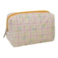 thumbnail image 2 of Giunmcul Festival Gift Kawaii Makeup Bag, Cotton Makeup Bag Fragmentary Makeup Zipper Korean Quilted Travel Organizer Portable Cute Beauty Case Floral Print Large Capacity, 2 of 3