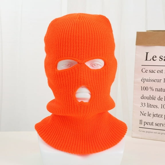 Mask Windproof Thermal Winter Face Mask for Men Women Full Face Cover for Cold Weather Skiing Motorcycle-tangerine orange