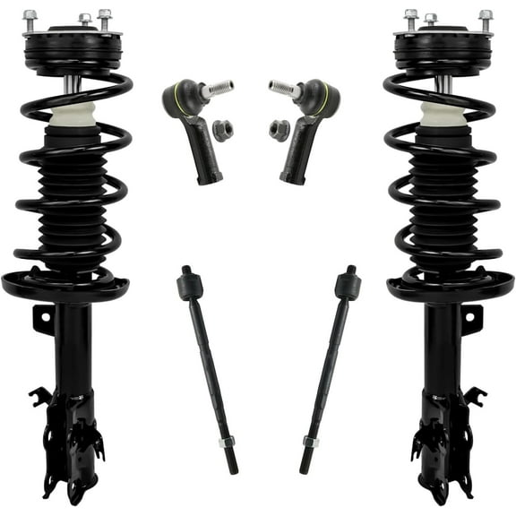 Detroit Axle - 6pc Front Struts Tie Rod Kit for Ford 2011 2012 2013 Fiesta, 2 Struts with Coil Springs 4 Inner Outer Tie Rods Replacement Suspension Kit