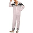 thumbnail image 5 of Pink Polka Dot Lace Bow Unisex Adult Onesie Pajamas with Pockets for Women Men Hooded Loungewear, 5 of 8