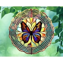 10 Inch Butterfly Stained Glass Look Wind Spinner Yard Decor Aluminum Sublimated Garden Art Indoor Outdoor 3D Kinetic …