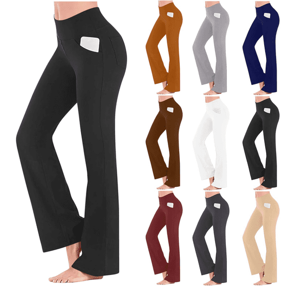 ShomPort Flare Leggings for Women with Pockets Bootcut Yoga Pants High Waisted Stretchy Workout Pants