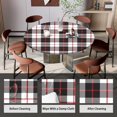 thumbnail image 4 of Red Black Plaid Round Fitted Tablecloth with Elastic Edge, Vintage Geometric Gingham Waterproof Table Cover, Indoor Outdoor Table Cloth for Kitchen Dinner, Outdoor, Picnic, 36"-44", 4 of 6