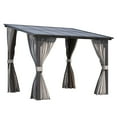 thumbnail image 6 of AECOJOY 10' x 8' Lean to Gazebo with Netting and Curtain Outdoor Hardtop Gazebo Aluminum Metal Pergola ​For Garden, Patio, Backyard-​Dark ​Gray, 6 of 9