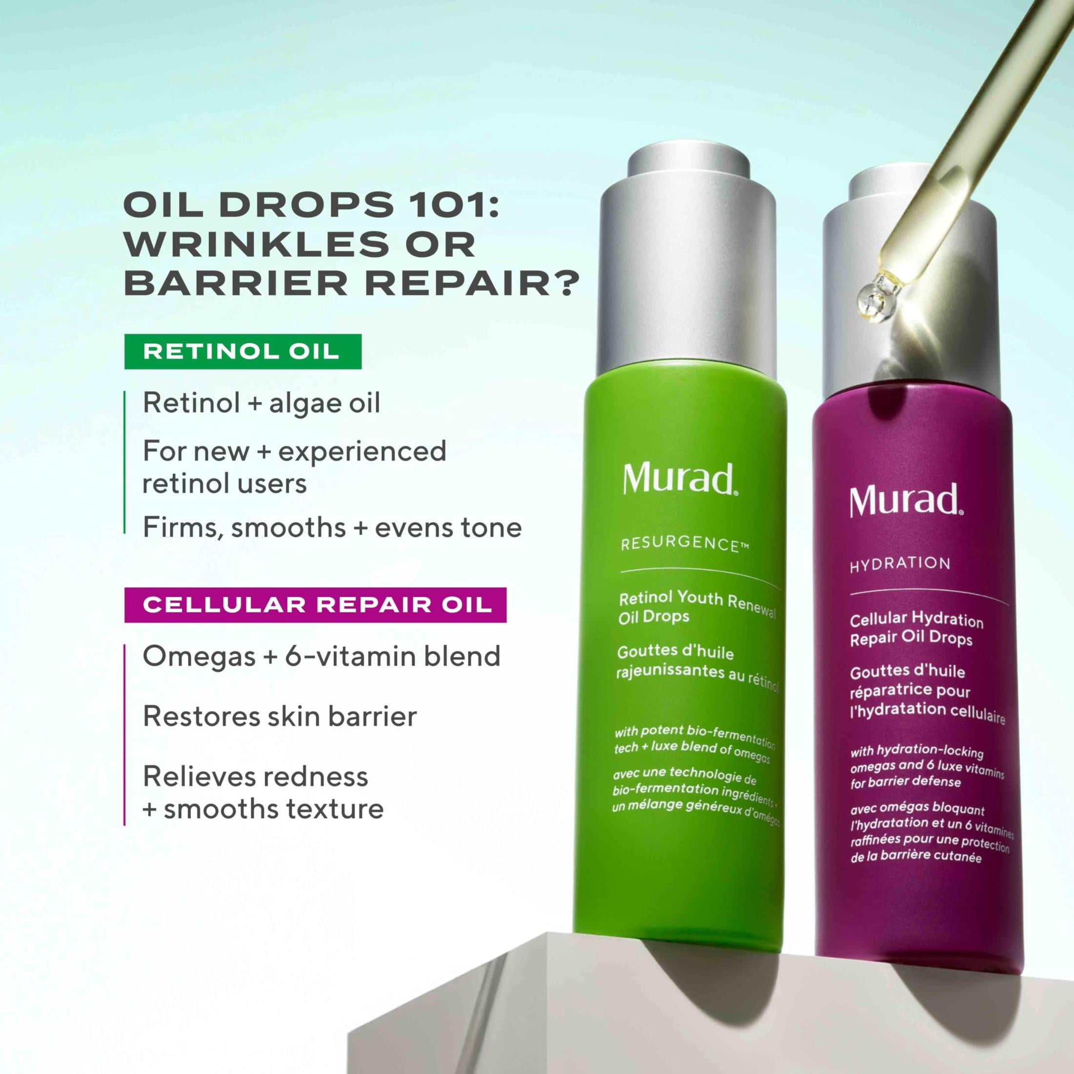 Murad Retinol Youth Renewal Oil Drops - Anti-Aging Facial Oil, Hydrates, Smooths Fine Lines & Wrinkles - 1.0 oz