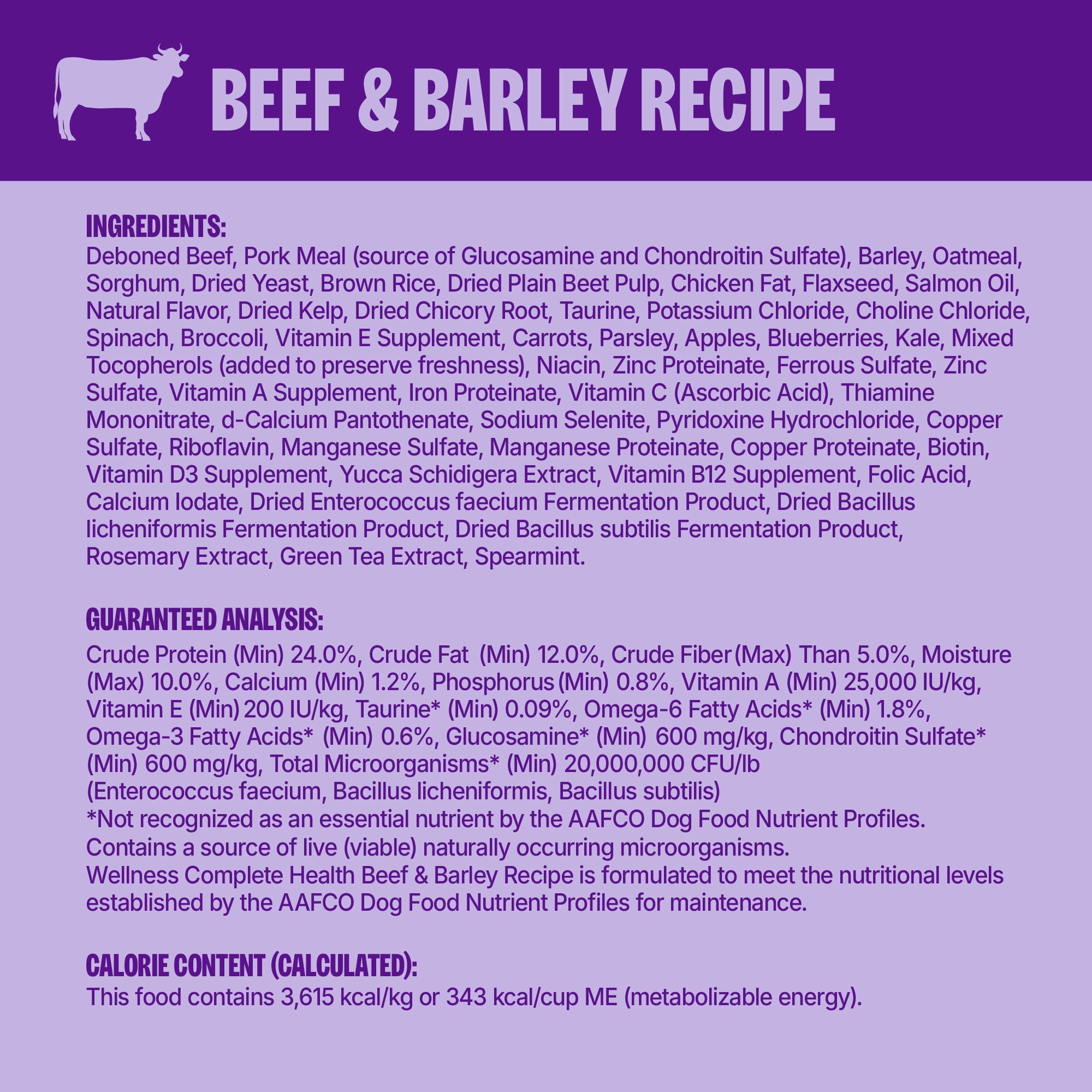 Wellness Complete Health Dry Dog Food, Wholesome Grains, Natural, Beef & Barley Recipe, (5-Pound Bag)