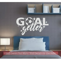 Soccer Goal Getter Wall Decor Sticker Ball Art Decal Kids Sports Decor - Sport Bedroom Wall Decor for Kids - Girls Boys Sports Wall Décor, 23x13-Inch, Light Gray