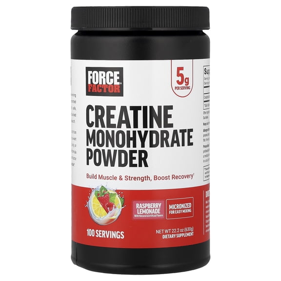 Force Factor Creatine Monohydrate Powder, Raspberry Lemonade, 22.2 oz (630 g)