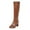 ZH-Brown, variant on Karoyedx Womens Cowgirl Boots Women's Knee-High Boots Comfortable Flat Low Heel Round Toe Stretchy Suede Slouch Boots with Side Zipper White Size,9