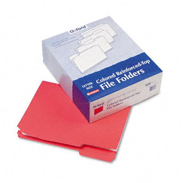 Pendaflex R15213RED Two-Ply- Reinforced File Folders- 1/3 Cut- Top Tab- Letter- Red- 100/Box