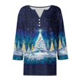 thumbnail image 5 of FDGIU Women's Christmas Tree Shirt 2025, Cute Print 3/4 Sleeve Crewneck Tunic Top for Holiday Casual Outfit Gifts, 5 of 5