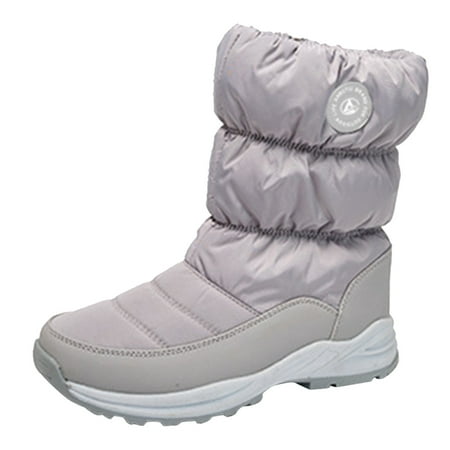 

ZMHEGW Womens Boots Fall New Cotton With Plush Thick Insulation Snow Cotton With High Sleeves Down Fabric Splash Proof Large Sized Snow Boots Shoes