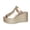 Gold, variant on Women's Straw Woven Wedge Heel Sandals with Lace-Up Cutout and Open Toe, Thick-Soled Casual Slip-On Mule for Spring Summer