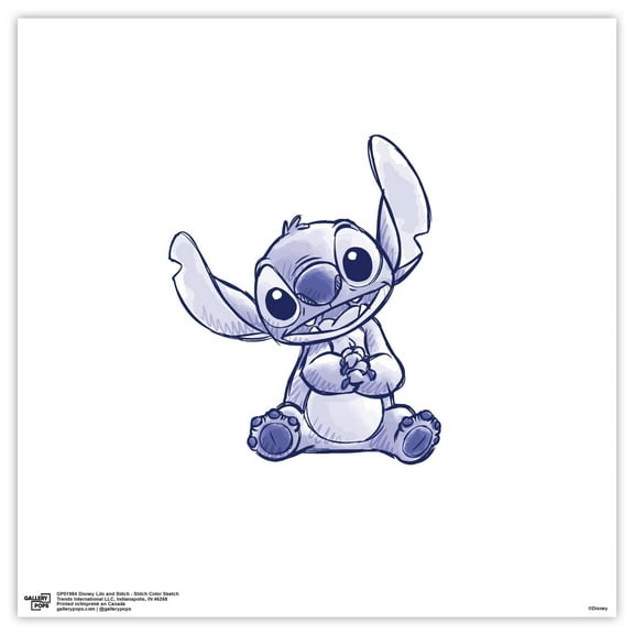 Gallery Pops Disney Lilo & Stitch - Stitch Color Sketch Wall Art, Unframed Version, 12" x 12"
