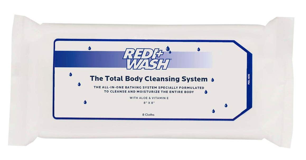 Pack of 8 Cleansing Washcloths 8" x 8". RinseFree Cleansing Wipes