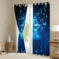 thumbnail image 3 of Black and Neon Blue Curtains Ombre Striped Window Curtains for Bedroom Living Room,Galaxy Stars Glitter Curtains & Drapes 2 Panels 42"Wx90"L, 3 of 6
