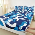 thumbnail image 4 of Feelyou Blue Camo Abstarct Twin Sheet Sets for Teens, Chic Camouflage Twin Fitted Sheet, Cartoon Pixelate Miner Flat Sheet, Lightweight Room Decor, 3pcs, 4 of 8