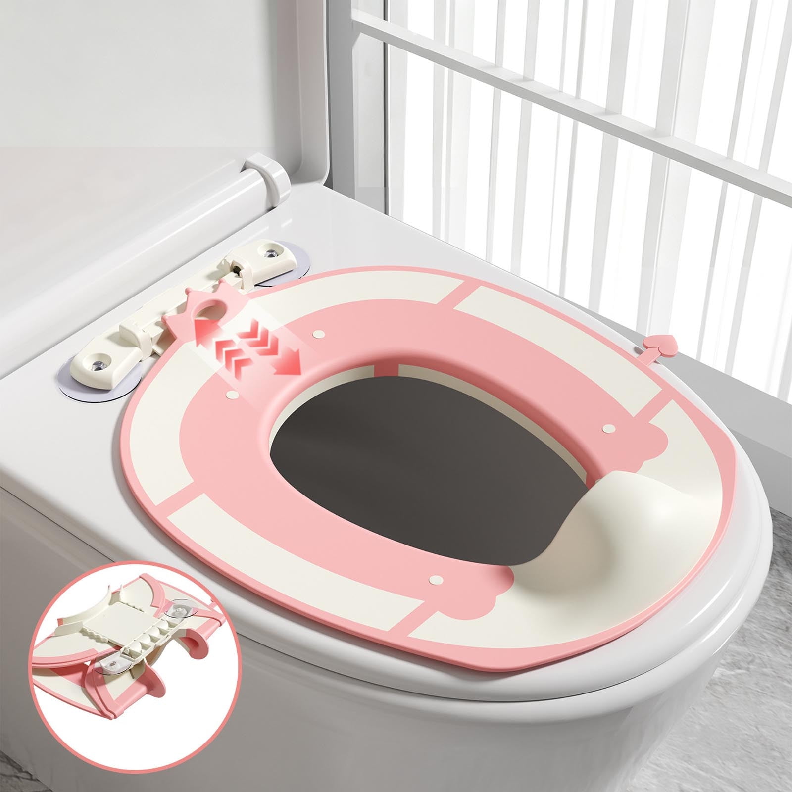 Leeye Folding Travel Toilet Seat Soft TPE Non Slip Foldable Friendly Pink For Home Potty Training