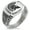 Silver, variant on Stainless Steel Ares Greek God of War CZ Ribbed Needle Stripe Pattern Biker Style Polished Ring