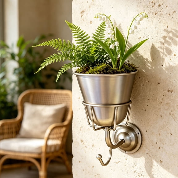 Hook Flower Pot Holders, Integrated Metal Creative Wall Hanging for Vertical Garden Display, Home Decoration with Hanging Planters