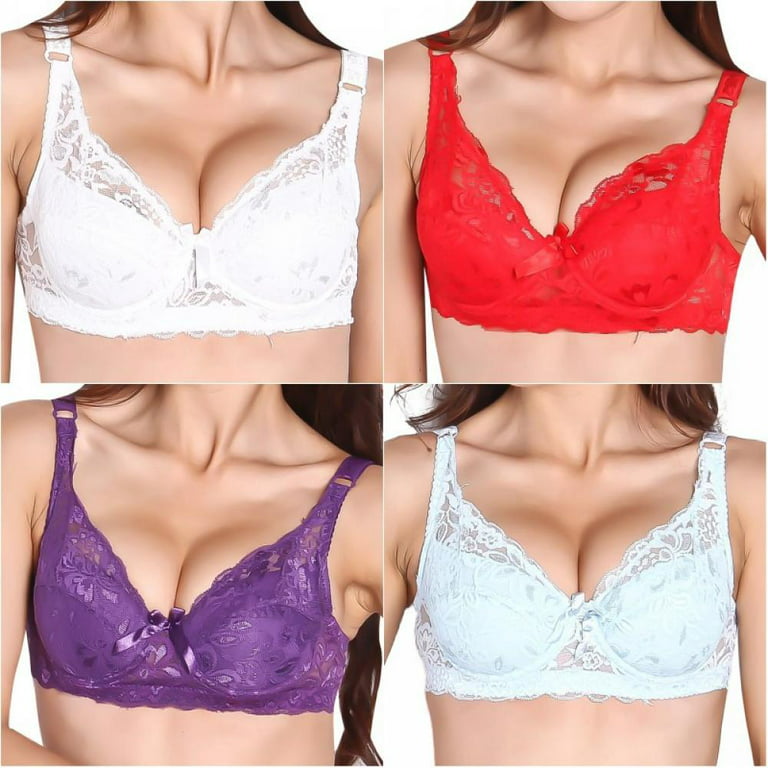 Popvcly Lace Sports Bras for Women 5/8 Cup Wirefree Support Brassiere  Underwear 70B/75B/80B/85B/90B,Pack of 2 