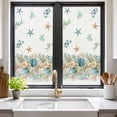 thumbnail image 2 of Beach Coastal Window Privacy Film, Nautical Shell Starfish Coral Summer Static Cling UV Sun Blocking Heat Control Window Tint Day and Night, Non-Adhesive One Way Windows Privacy Cover 17.7''x39.3'', 2 of 7