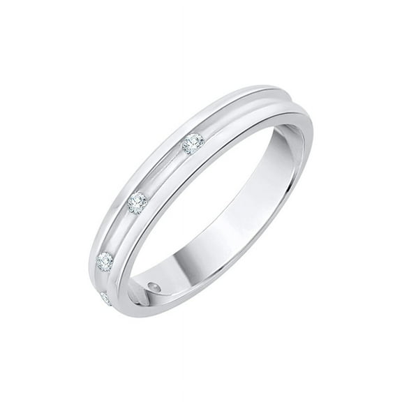 Diamond Wedding Band in Sterling Silver (1/20 cttw) (I-Color, SI3-I1 Clarity) (Size-7)