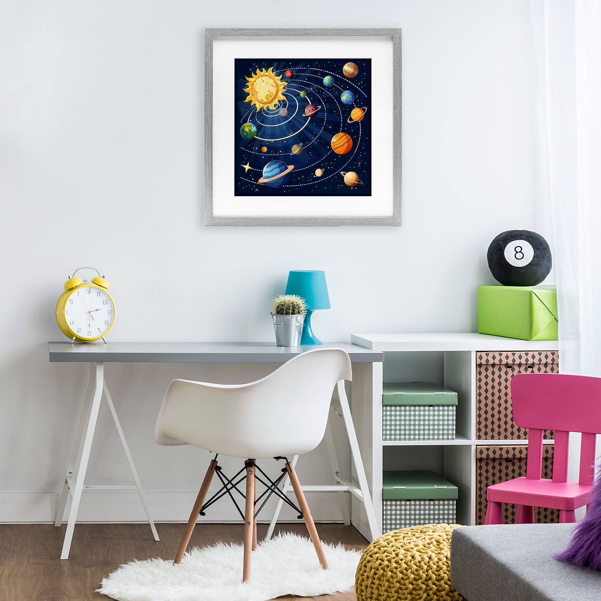 Stupell Industries Planets In Orbit Gray Framed Print Under Glass, design by Creative Studio