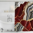 thumbnail image 4 of Red Marble Waterproof Fabric Shower Curtain,Grey Gold Texture Vintage Farmhouse Art Waterproof Fabric Shower Curtain for Bathroom Curtains Bathtubs Hotel Shower Curtains with 12 Hooks Stall 54x78in, 4 of 8