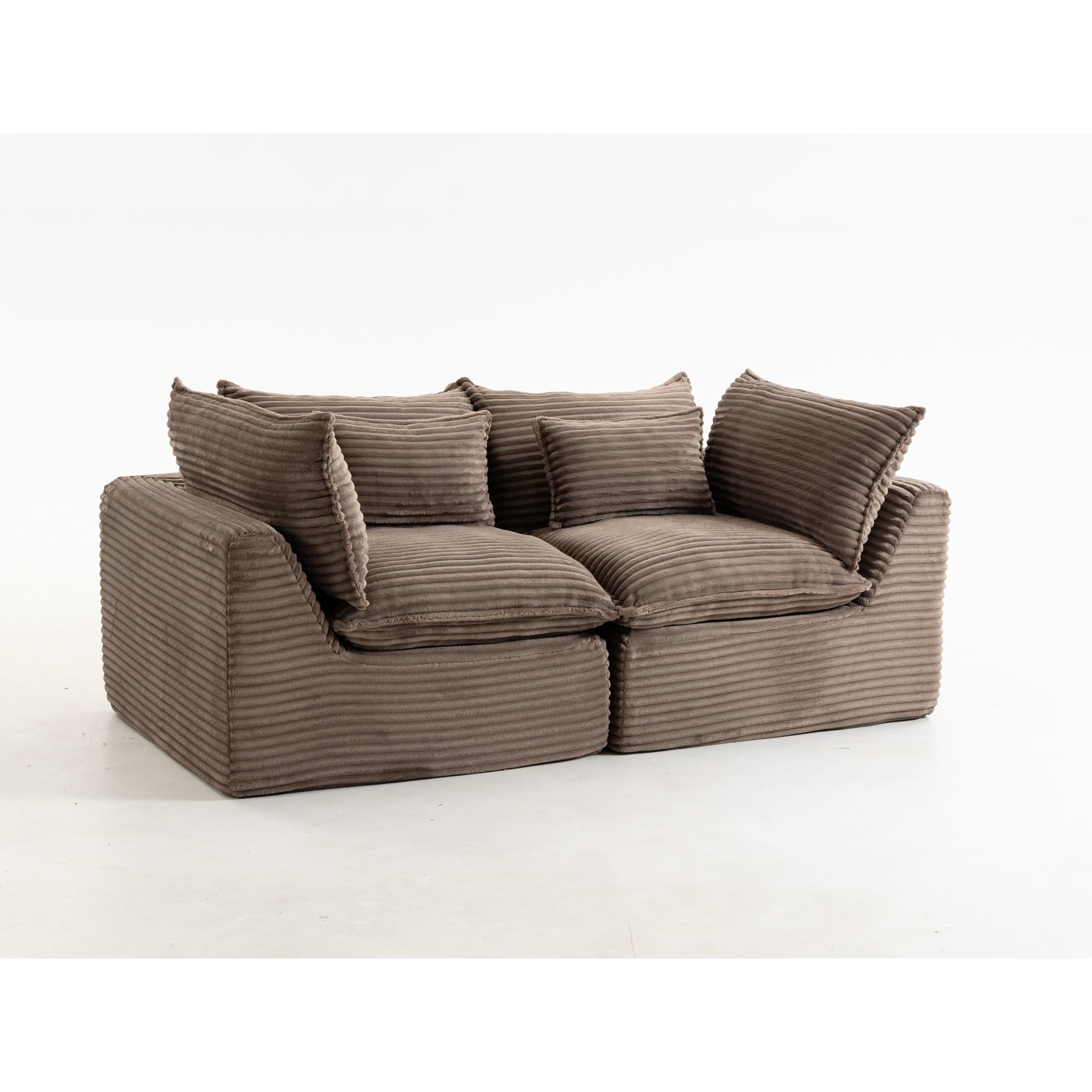 GDF Studio Lunas 74.8" Oversized Modular Corduroy Cloud Sectional Sofa, 2-Seat Comfy Couches for Living Room, Khaki