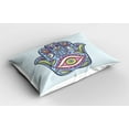 thumbnail image 2 of Ambesonne Evil Eye Pillow Sham 2 Pack, Doodle Colorful Hamsa, 36"x20", Pale Blue Pink Green, 2 of 3