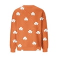 thumbnail image 4 of St. Patrick's Day Sweatshirt for Women Textured Quilted Fabric Clover Print Crewneck Long Sleeve Pullover Loose Fit Festive Clothes, 4 of 5