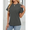 thumbnail image 4 of Ltctricy T Shirts for for Women Short Sleeve Crew Neck Ribbed Knit Tunic Tops Soft Casual Tees Loose Trendy Blouses, 4 of 6