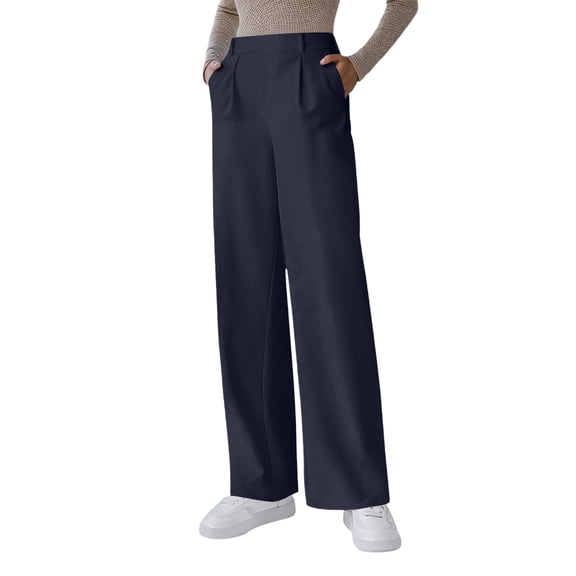 RUTAYY Women's Casual Pants with Pockets Comfortable Loose Fit Straight Leg Everyday Wear Classic Trendy Trousers