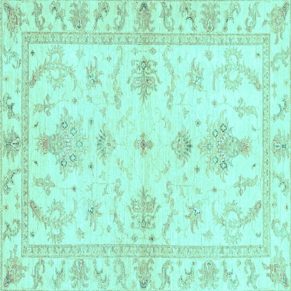 Ahgly Company Indoor Square Oriental Light Blue Traditional Area Rugs, 6' Square