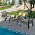 thumbnail image 5 of Costway 4-Piece Patio Furniture Set with Loveseat, Sofas, and Glass Table, Grey, 5 of 10