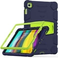 thumbnail image 3 of Shockproof Case for Samsung Galaxy Tab A7 Lite 8.7 Model SM-T220/T225, Kids Friendly Heavy Duty Rugged Hybrid Protective Tablet Cover with Kickstand, Navy+Olivine, 3 of 8
