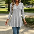 thumbnail image 4 of ClodeEU Women's V Neck Long Sleeve Swing Tunic Top,Solid Loose Flowy Casual Blouse Gray,Women's Plus L, 4 of 9