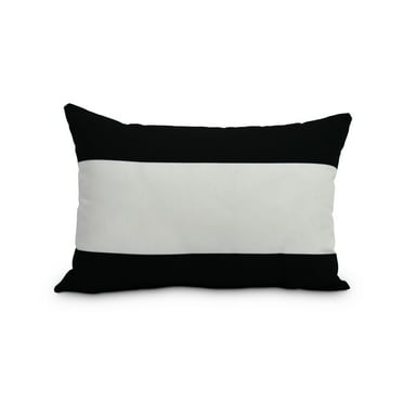 Simply Daisy, 14" x 20" Black Decorative Striped Outdoor Throw Pillow