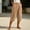 Beige, variant on Linen Capri Pants for Women Wide Leg Summer Capris with Pockets, L