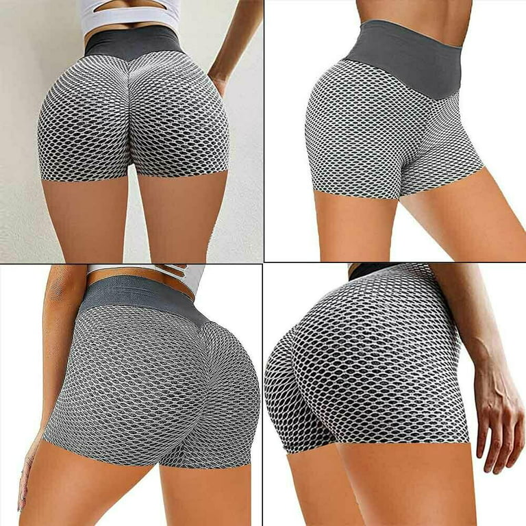 Women Tiktok Booty Shorts Butt Lifting High Waist Tummy Control Workout  Running Gym Textured Ruched Shorts
