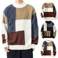 thumbnail image 1 of Xcmzpl Oversized Sweaters for Men Twist Textured Fisherman Sweater Crew Neck Long Sleeve Knit Pullover Big and Tall Color Block Sweaters, 1 of 5