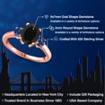 thumbnail image 2 of Gem Stone King 18K Rose Gold Plated Silver Black Onyx and Blue Created Sapphire Engagement Ring for Women | 2.50 Cttw | Oval 9X7MM | Gemstone December Birthstone | Size 8, 2 of 6