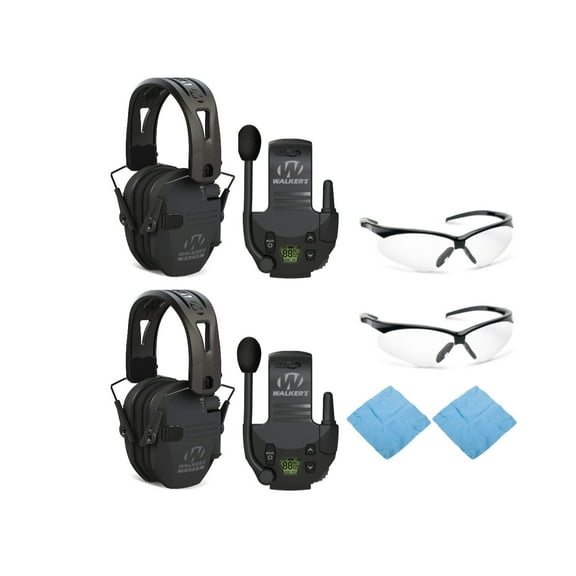 Walkers Razor Tacti-Grip with Rubber Headband with Walkie-Talkie Bundle (2-Pack)