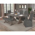 thumbnail image 2 of Rustic Gray Wood 7pc Dining Set with Gray Skirt Chairs and Bench, 2 of 4