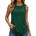 thumbnail image 4 of Omexry Womens Workout Tops Women's Crew Neck Sleeveless Tank Tops Casual Loose Curved Hem Basic Shirts Summer Solid Color Blouses, 4 of 9