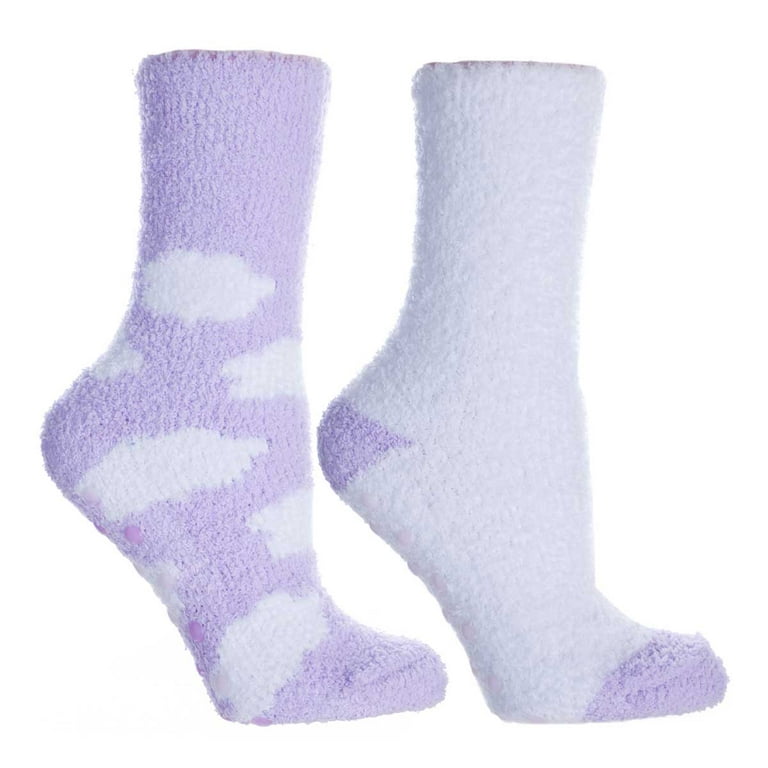 Women's Non-Skid Warm Soft and Fuzzy Lavender Infused 2-Pair Pack