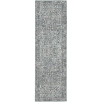 Nourison Machine Washable Series 1 Vintage Light Grey/Blue 2'2" x 10' Area Rug, (2x10)