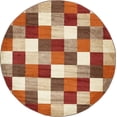 thumbnail image 1 of Unique Loom Collection Automne Tapis Rond à Damier Moderne, 8 Pieds, Multi/Beige, 1 of 10