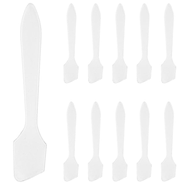 50pcs Transparent Cosmetic Spoons Makeup Applicator Spatulas Plastic Mask Spatulas Cosmetic Mixing Sticks